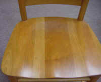 Natural Cherry chairs with deep pressure dents and scratches repaired.